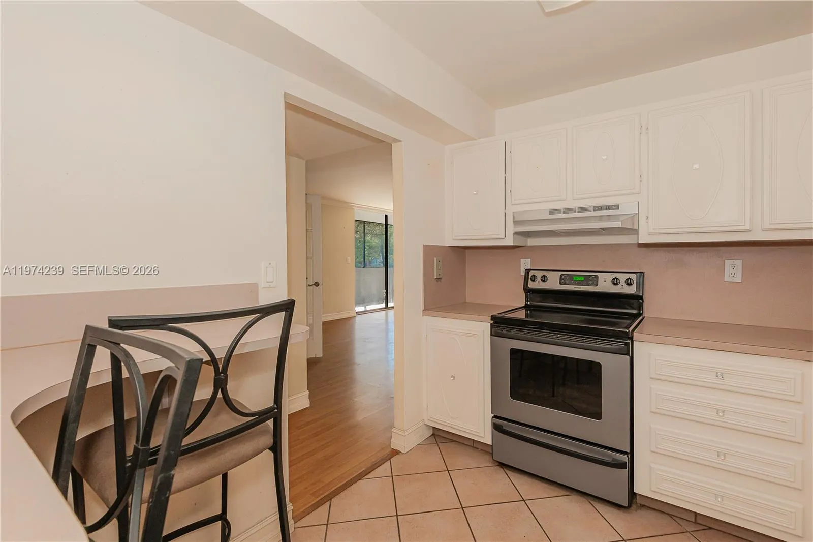 The kitchen entry from the living room.