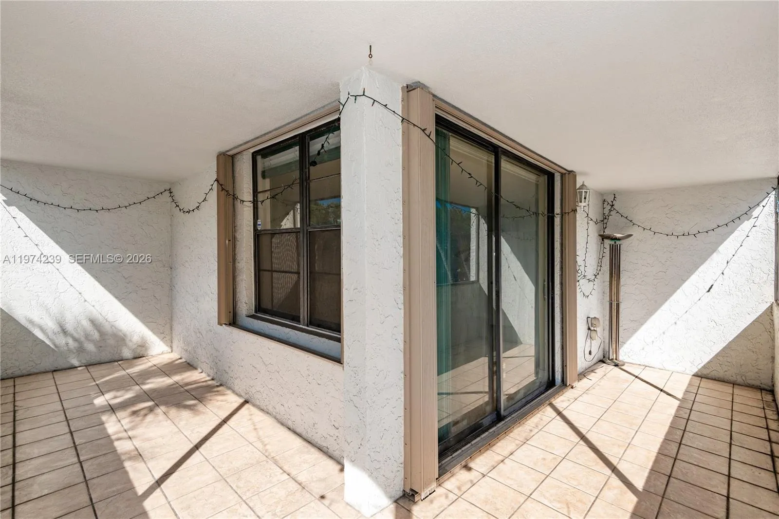 This shows the full balcony area.