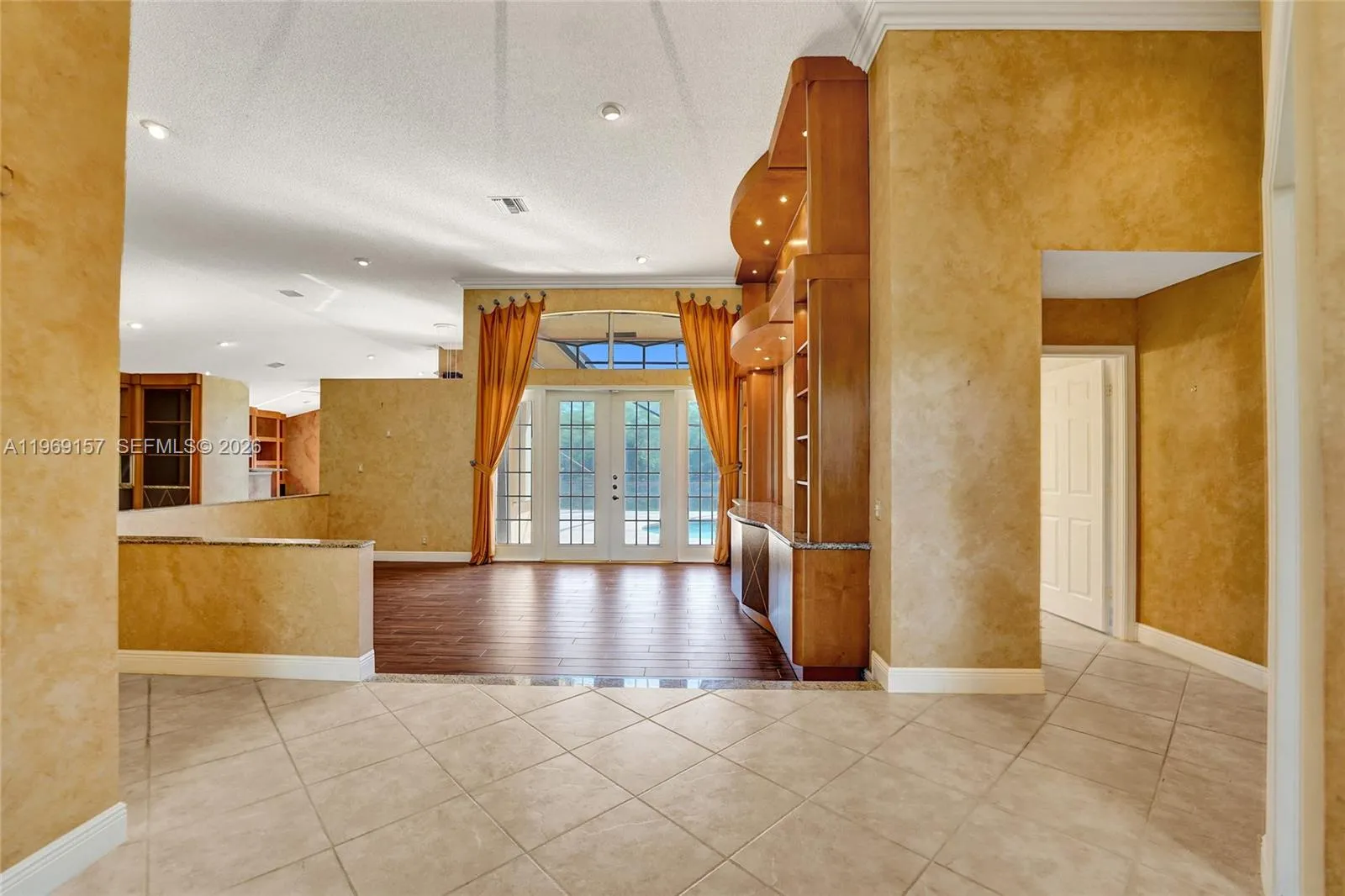 View from entry door looking into living room