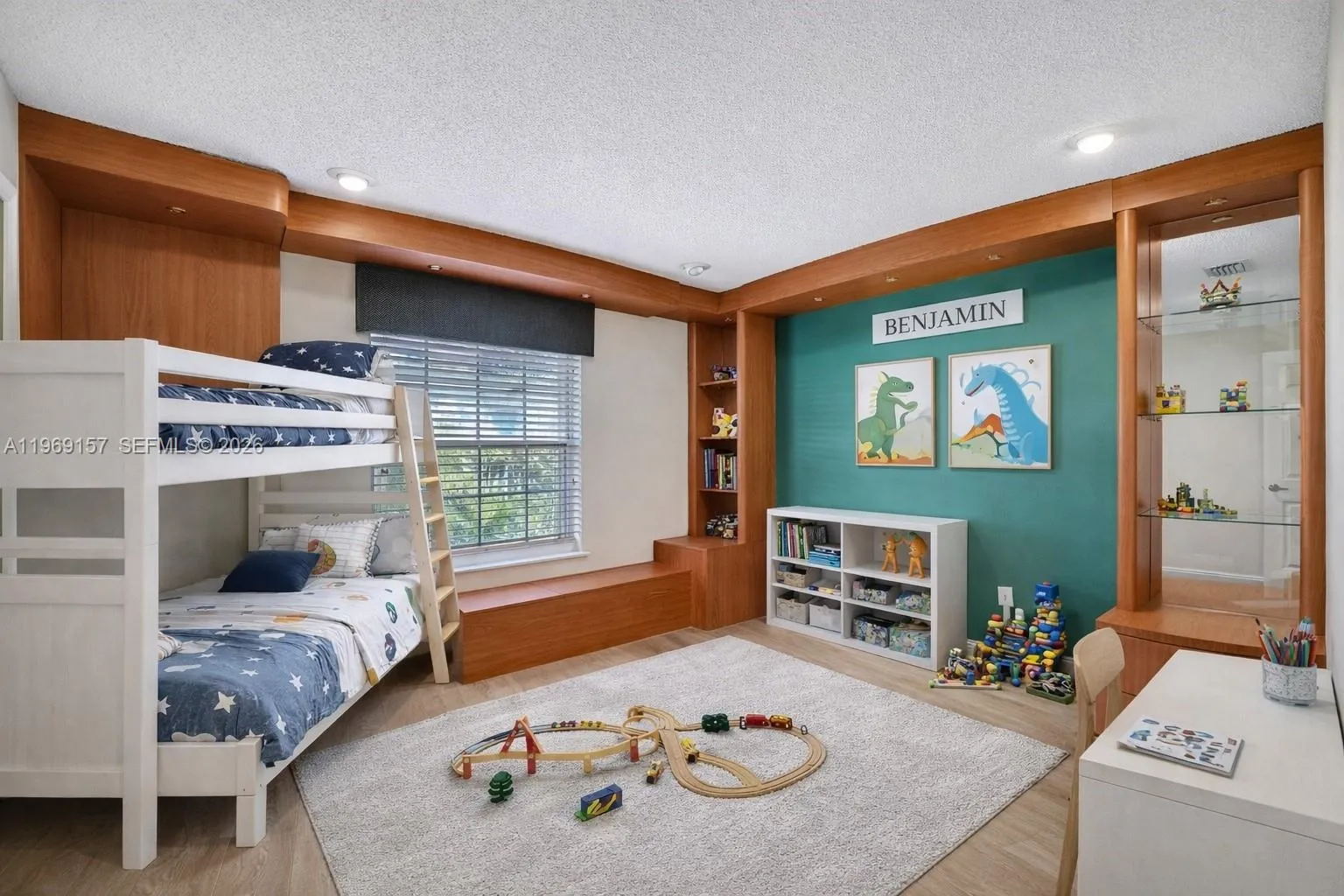 DIGITALLY ENHANCED & STAGED 4th bedroom- leaving the wall unit in place