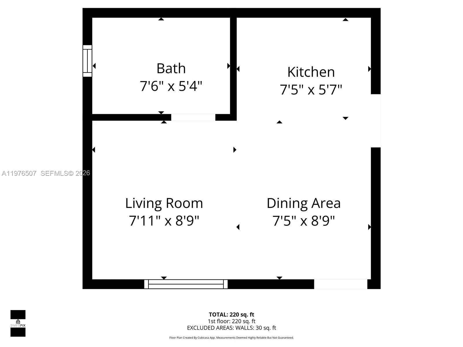 FLOOR PLAN FOR THE STUDIO UNIT LOCATED IN THE BACK OF THE HOUSE PROVIDING THE PERFECT SPACE FOR ALL OF YOUR NEEDS AND WITH AN EXTERIOR DOOR FOR YOUR CONVENIENCE!