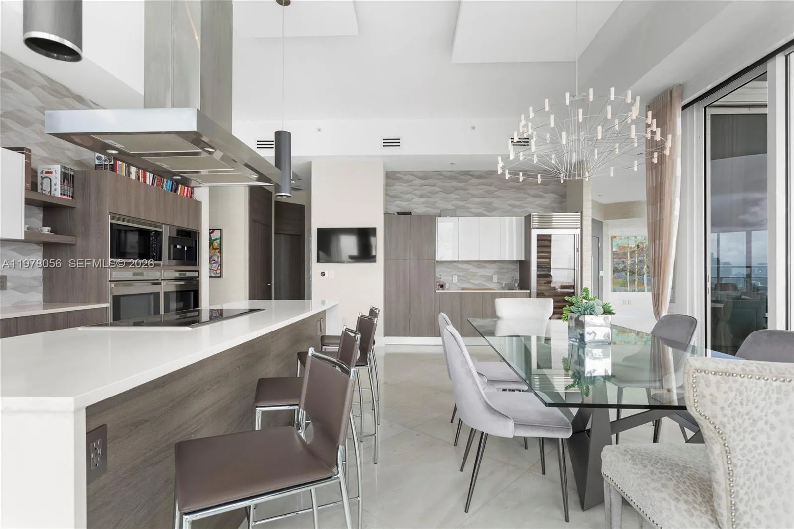 Modern open kitchen with oversized island