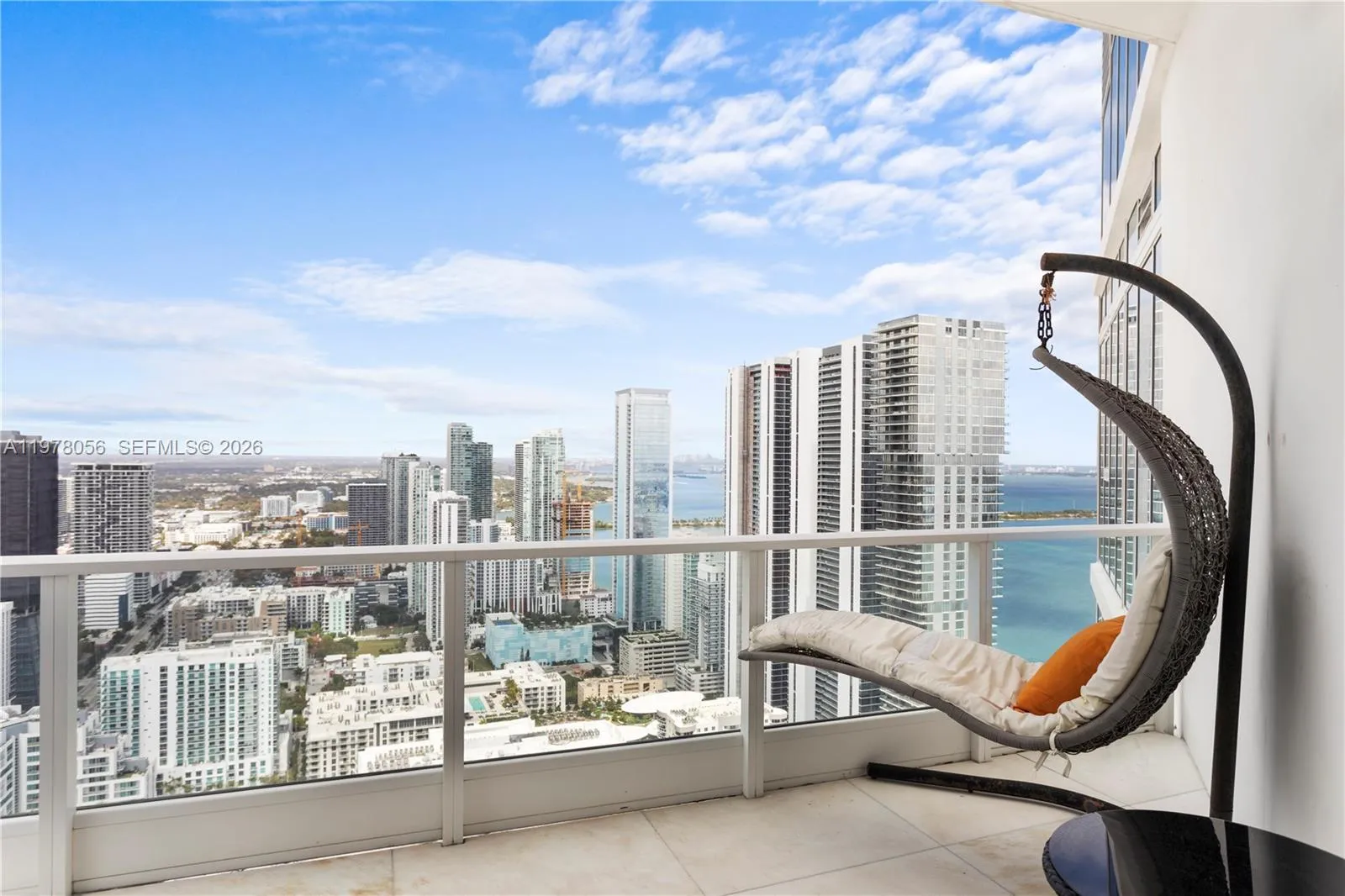 Private balcony with panoramic city and bay views