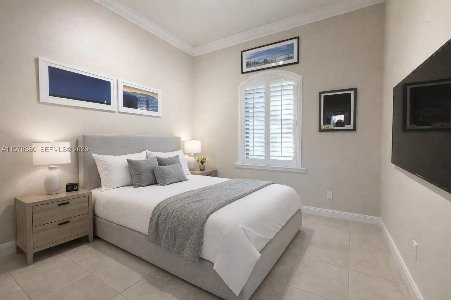 Bedroom with ensuite. Virtually staged