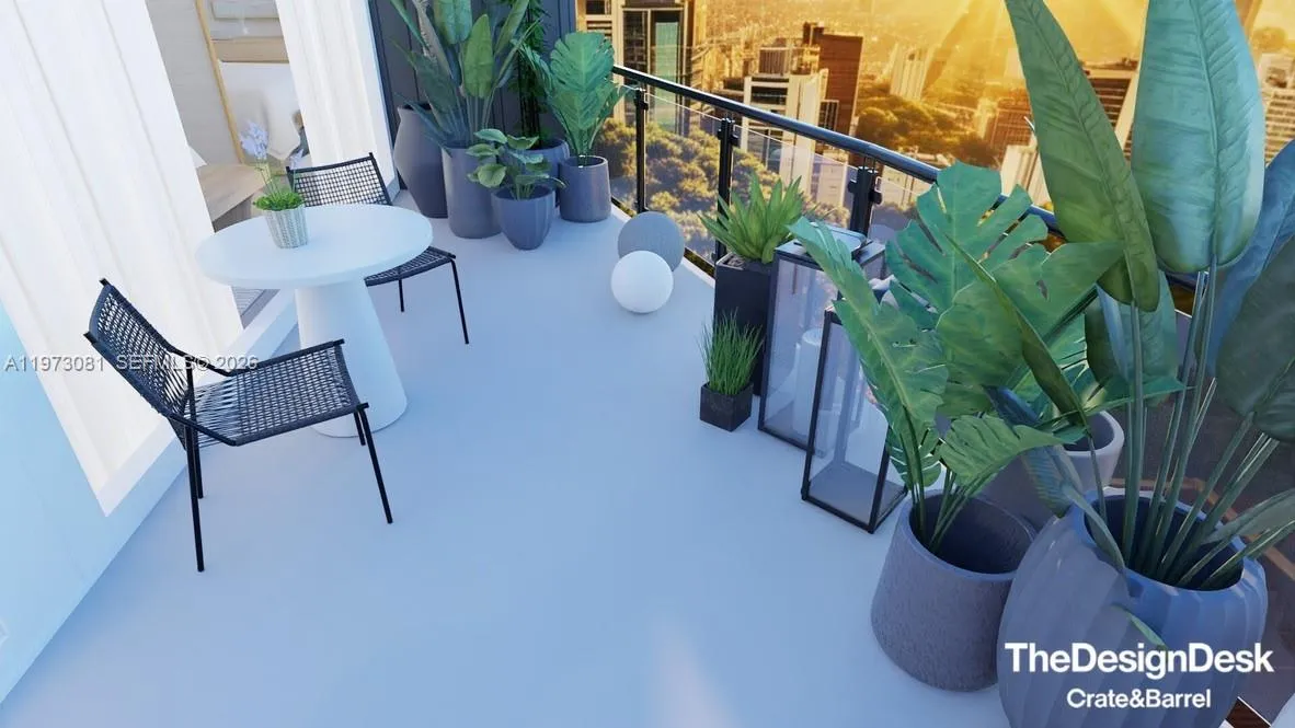 Idea for the balcony: the section in front of the bedroom is perfect for a small table and chairs, while the area in front of the living room comfortably fits a stylish terrace seating area.