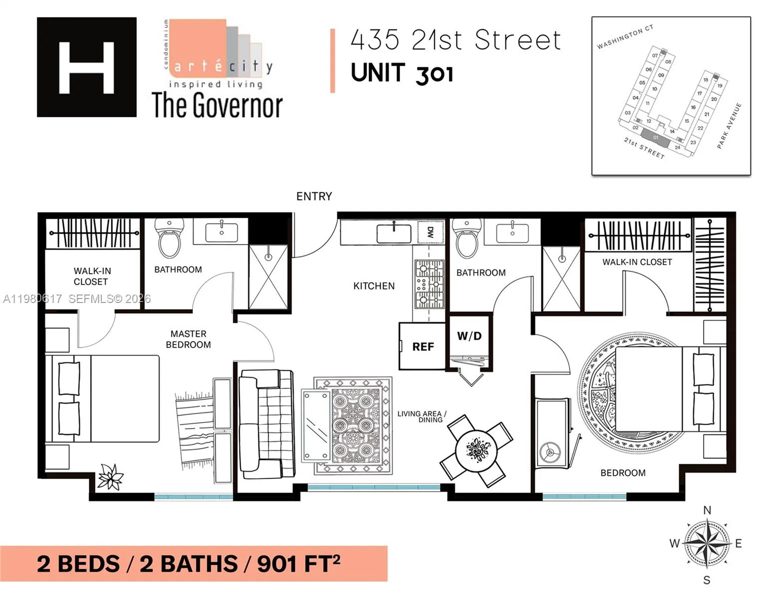 435 21st St 301, Miami Beach, Florida 33139, Miami Beach, Florida 33139, 2 Bedrooms Bedrooms, ,2 BathroomsBathrooms,Residential Lease,For Rent,435 21st St 301, Miami Beach, Florida 33139,A11980617