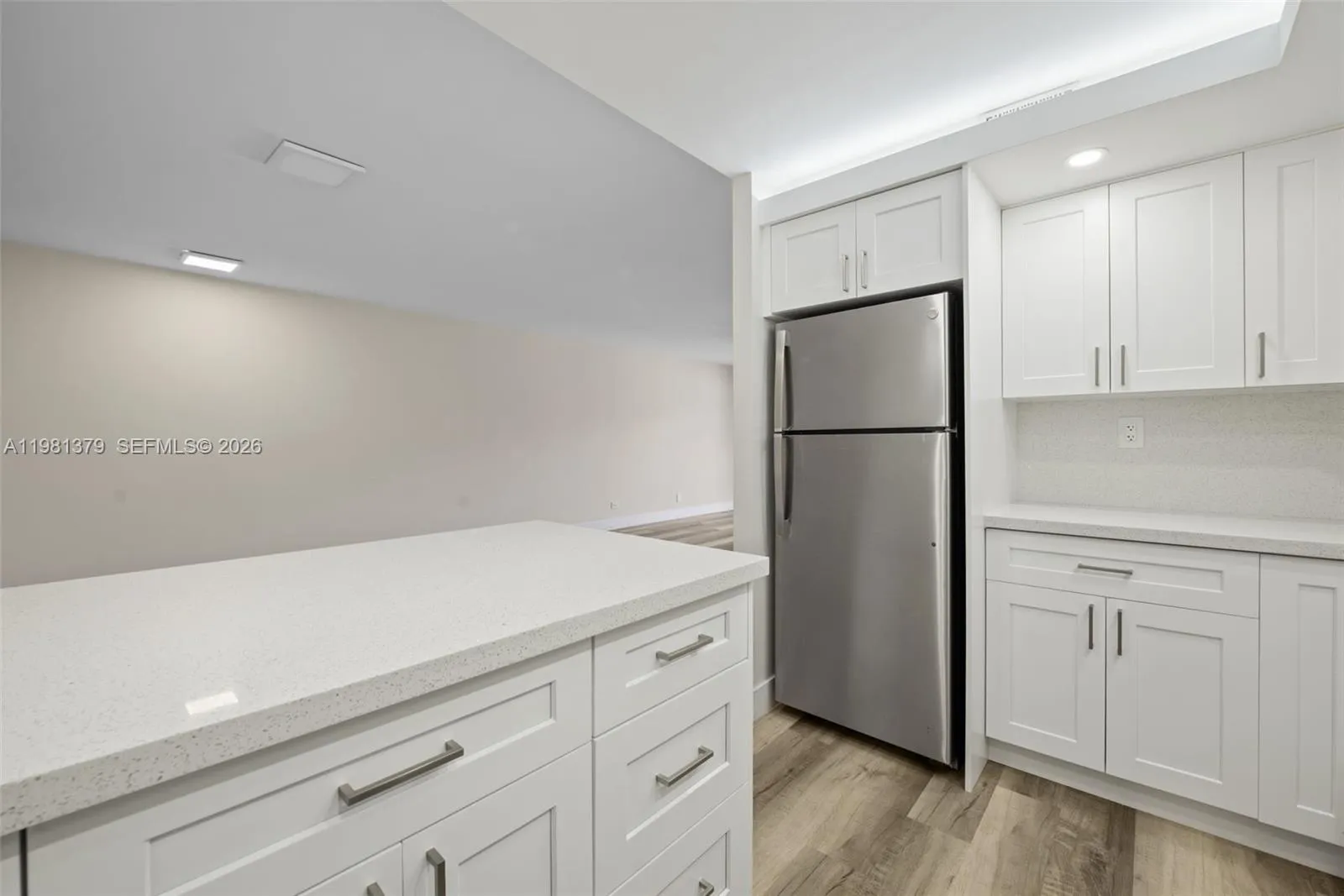 Kitchen open to living area