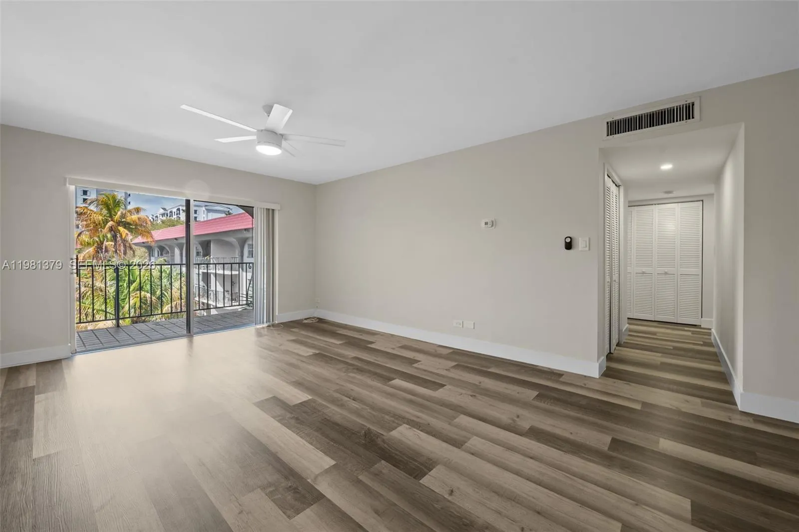 Living area and bedroom hallway
