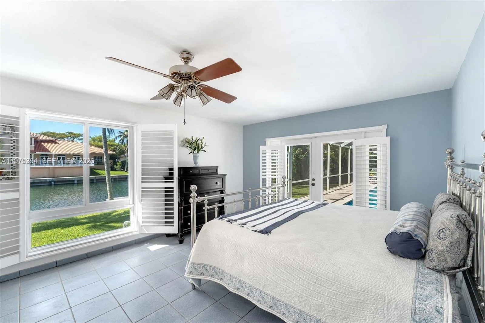 Primary bedroom with water views