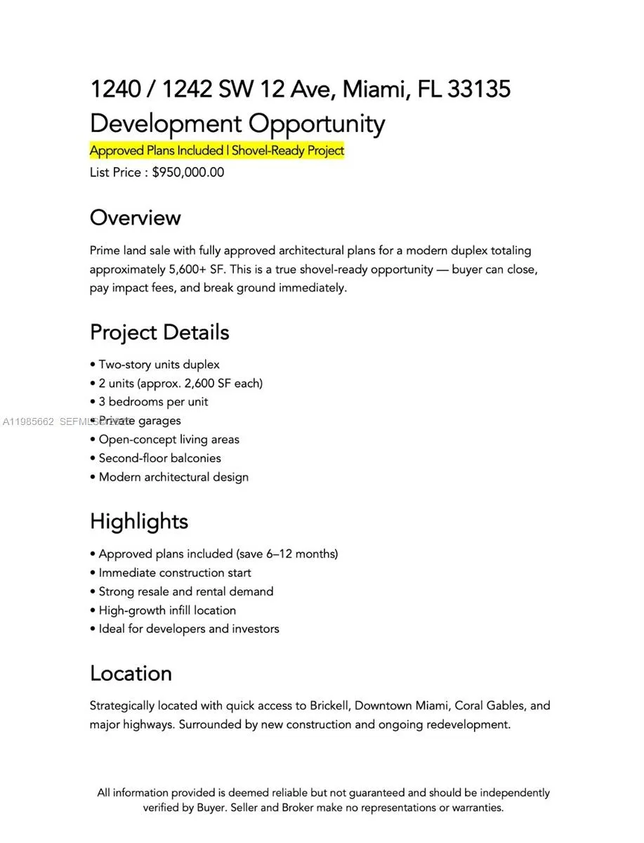 1240 Sw 12th Ave, Miami, Florida 33129, Miami, Florida 33129, ,Land,For Sale,1240 Sw 12th Ave, Miami, Florida 33129,A11985662