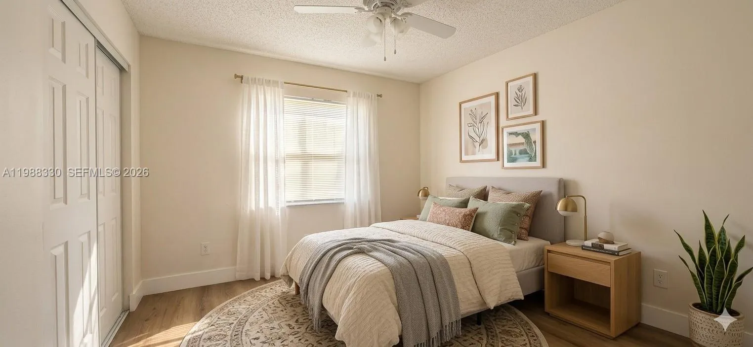 Split bedroom plan. This photo is staged virtually.