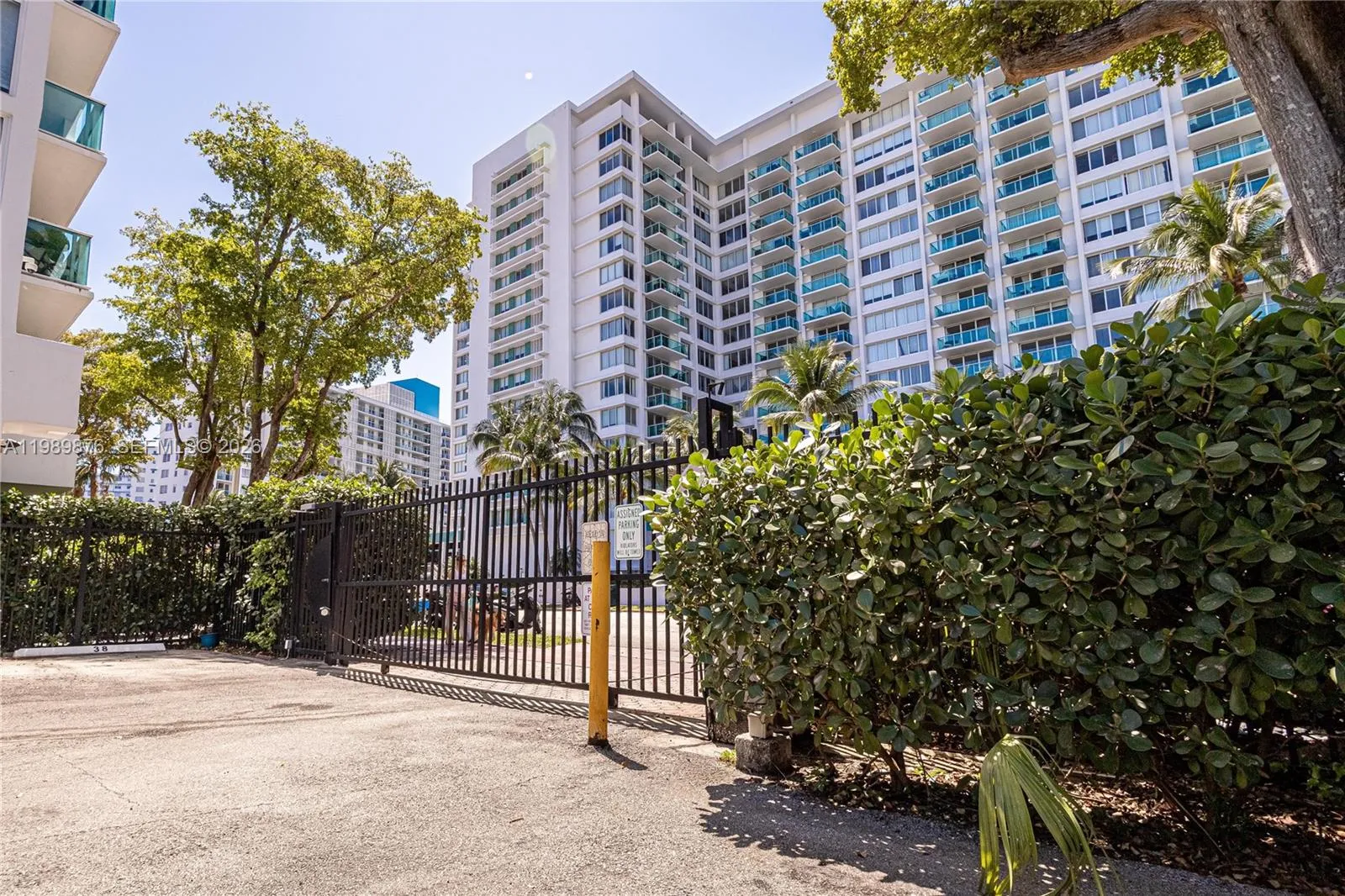 Gated parking area.