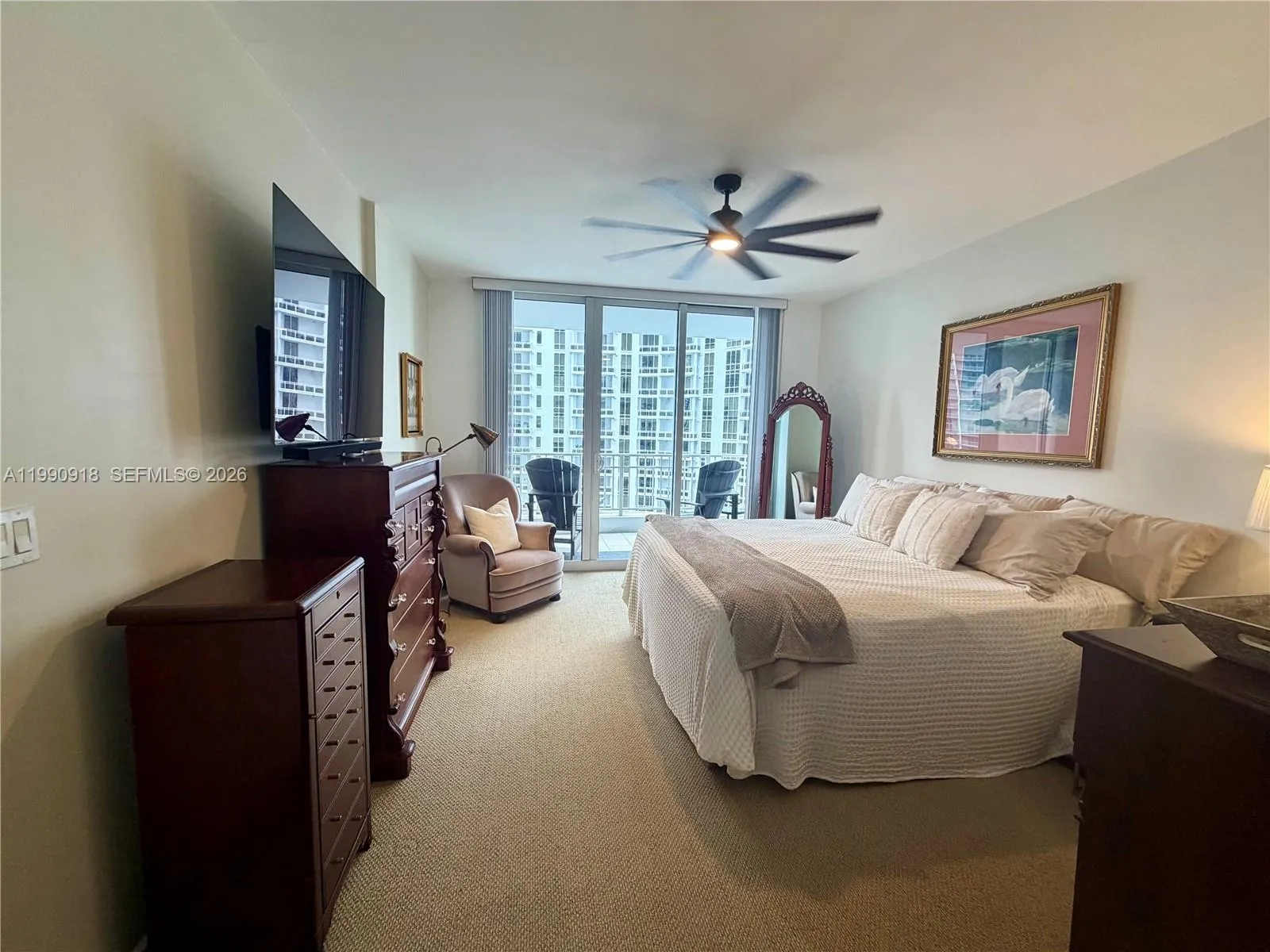 Master Bedroom looking onto private balcony