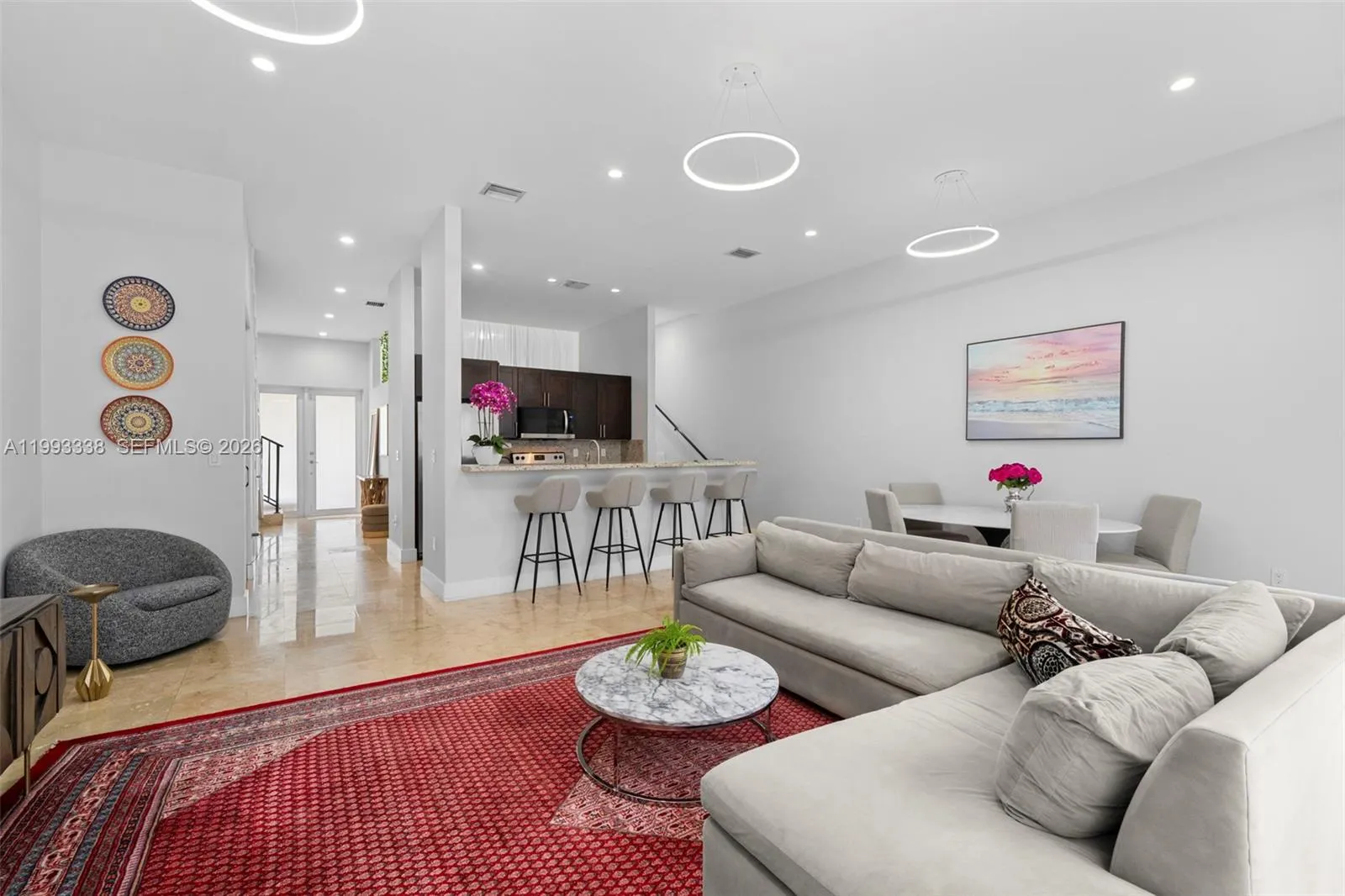 Bright open living area/w Open Gourmet Kitchen.