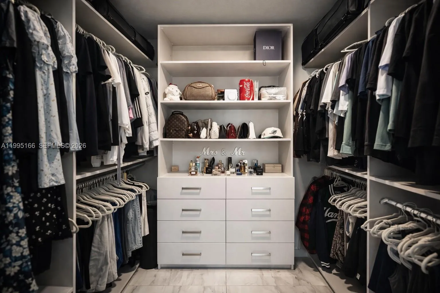 Custom walk-in closet with ample storage space