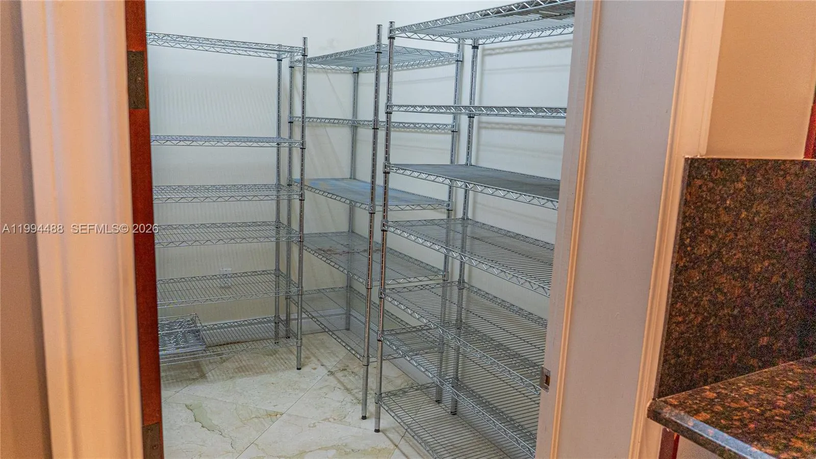 Huge pantry with great shelving for all your food staples