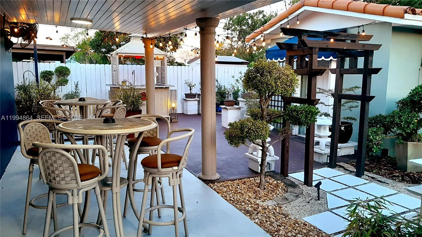 Outdoor patio bar sitting area