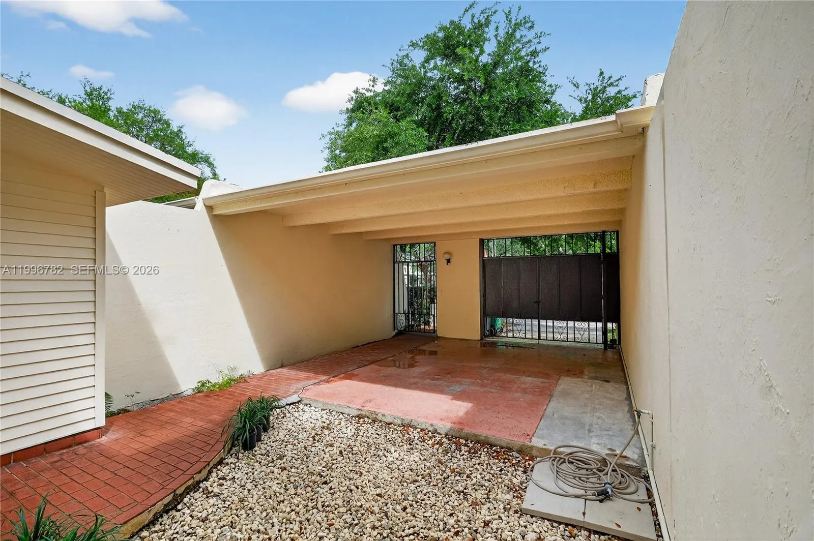 Front area, patio plus garage