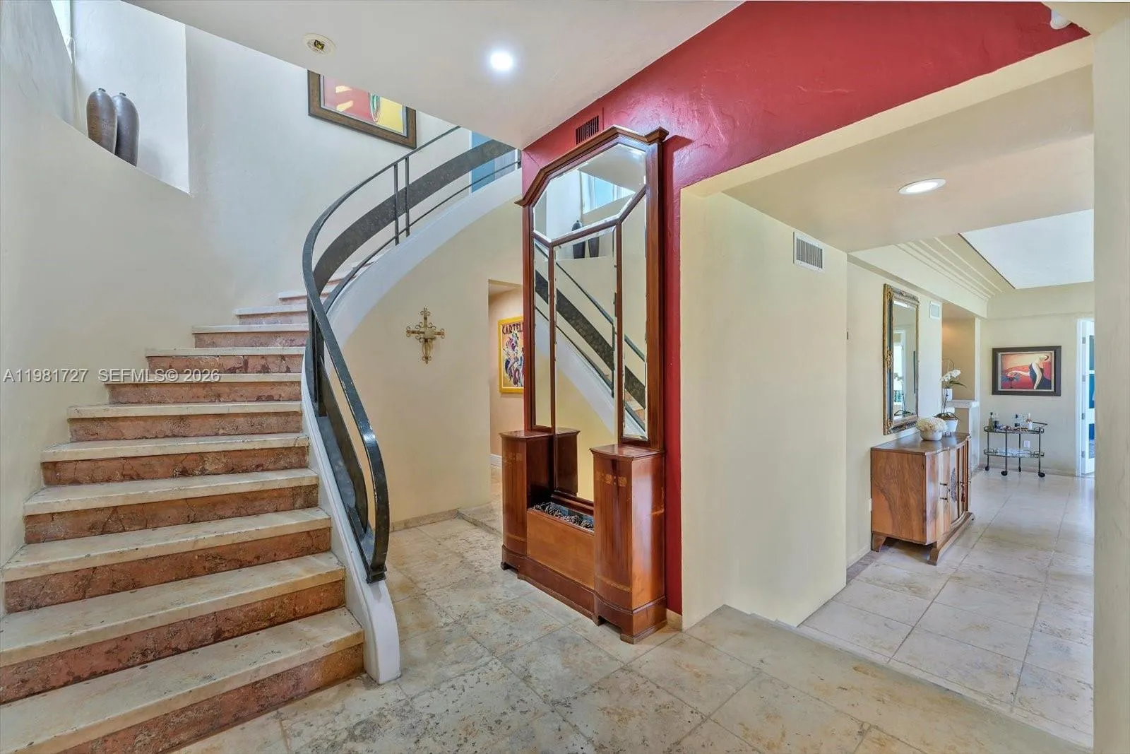 Curved stone staircase