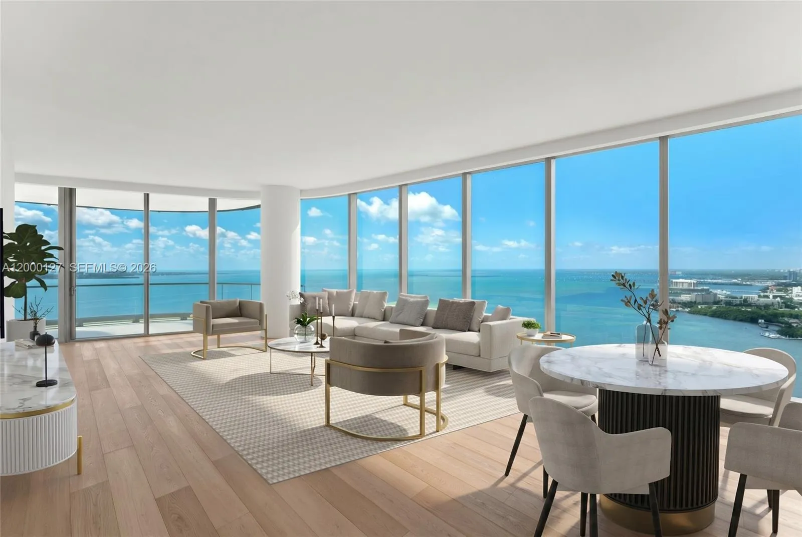 UNA Residences Brickell Living Room. Virtually Staged.