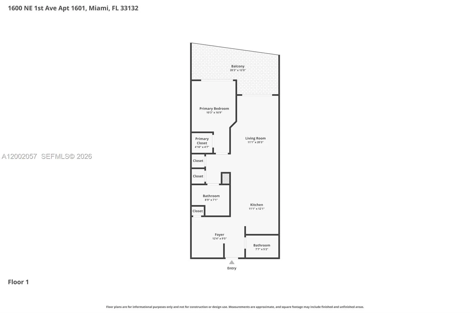 1600 Ne 1st Ave 1601, Miami, Florida 33132, Miami, Florida 33132, 1 Bedroom Bedrooms, ,1 BathroomBathrooms,Residential,For Sale,1600 Ne 1st Ave 1601, Miami, Florida 33132,A12002057