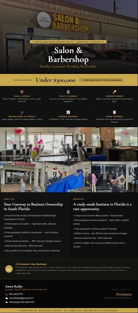 Aventura, Florida 33180, ,Business Opportunity,For Sale,A12003678