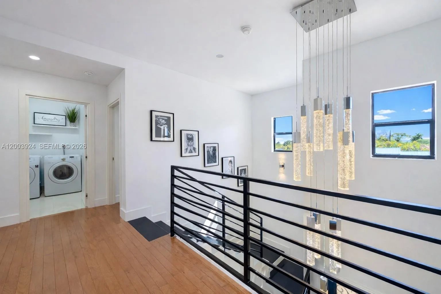 top of the stairs and laundry room