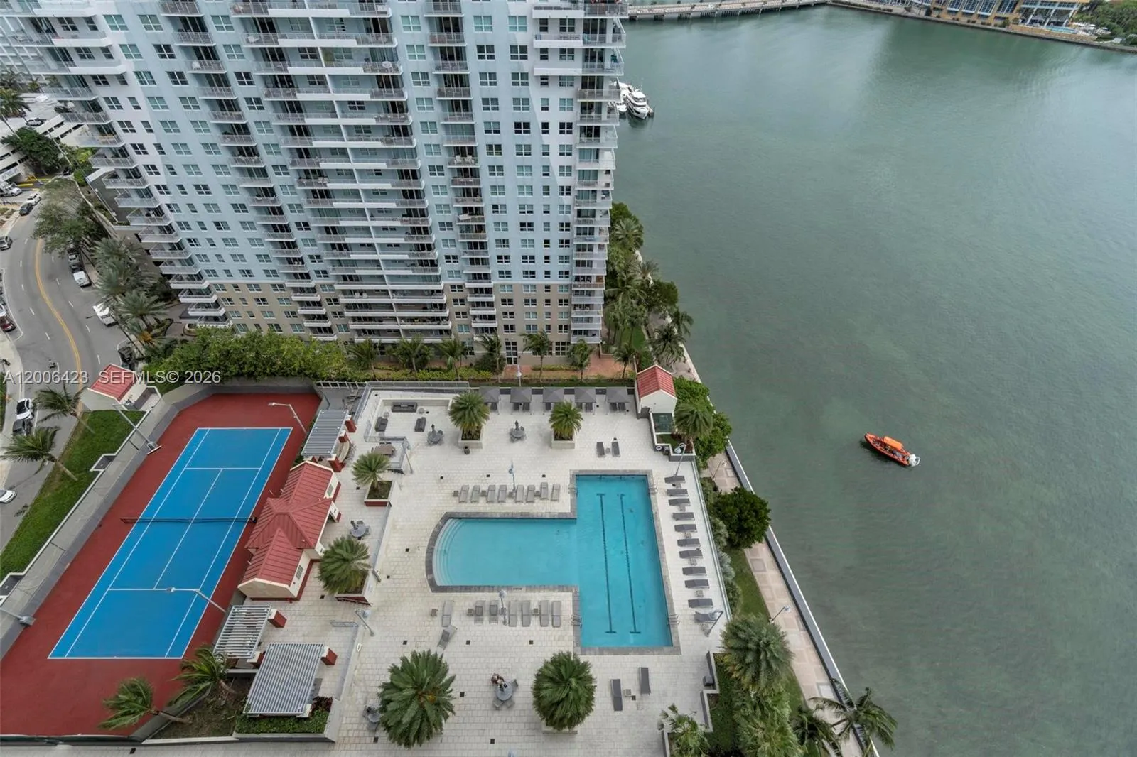 Aerial pool deck view