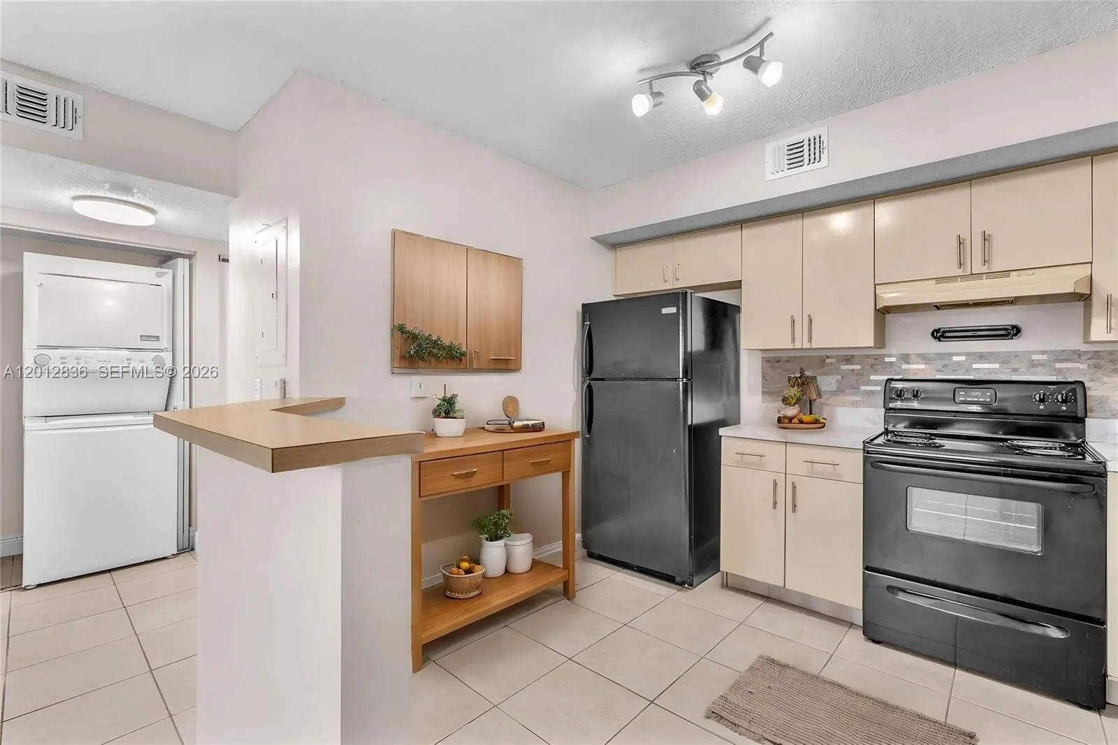 Kitchen virtually staged.