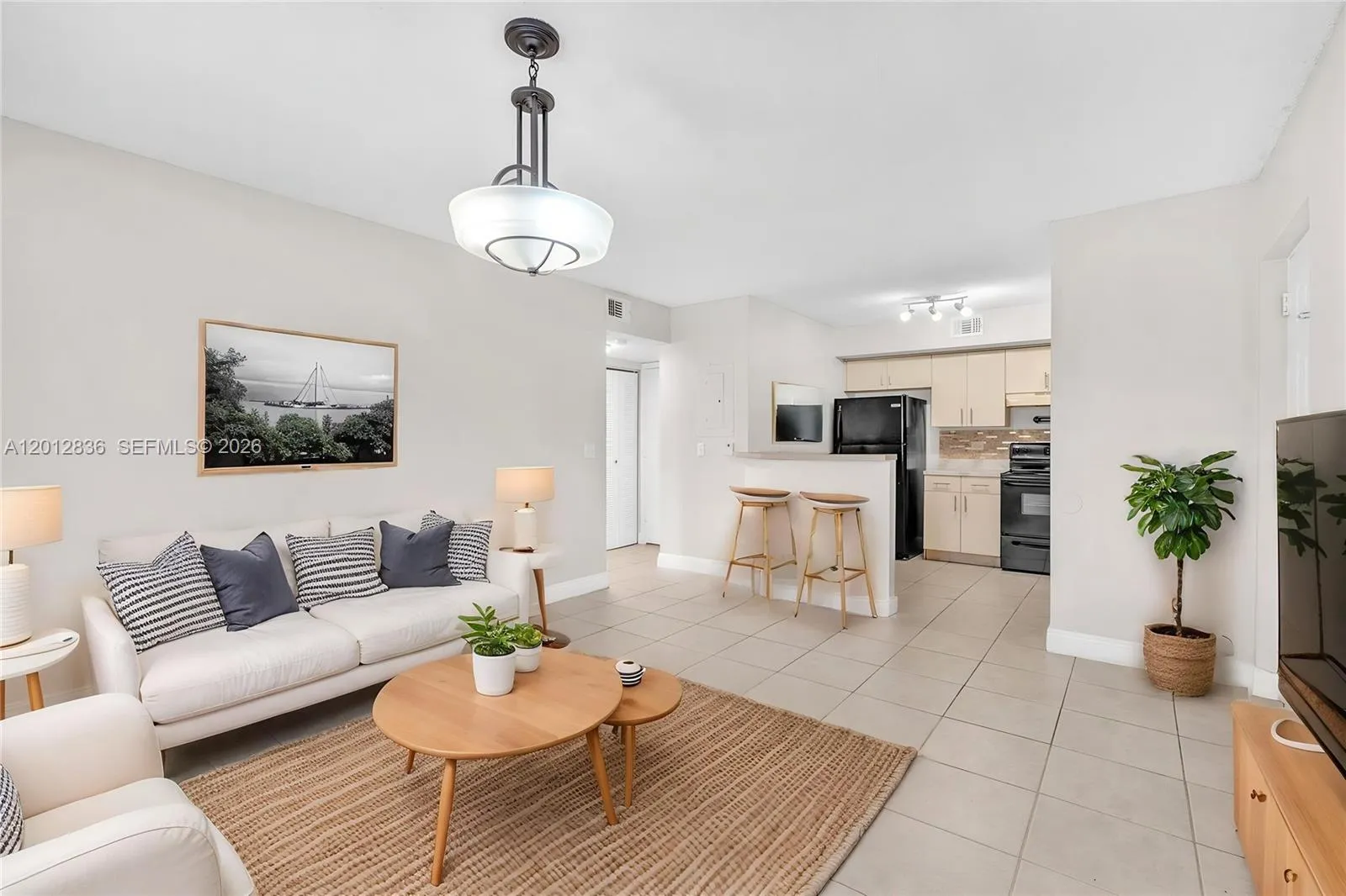 Virtually staged living room.