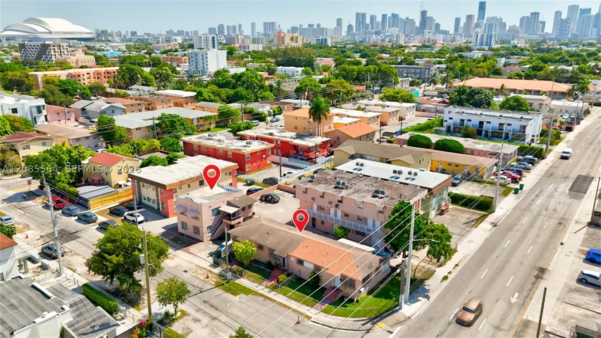 Excellent corner lot located 1 block from 8 street, with close proximity to Brickell, downtown and baseball stadium  loanDepot Park seen on left (previously known as Marlins stadium)