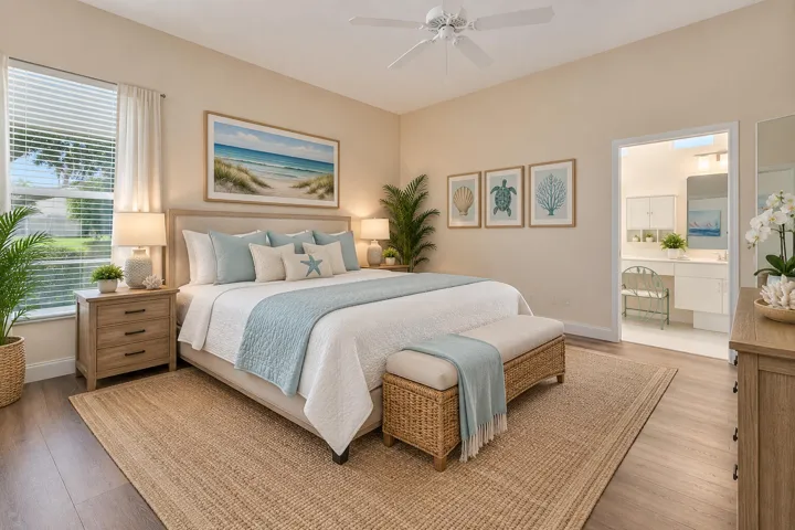 virtually staged master bedroom
