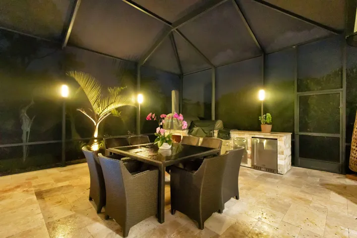 Large travertine patio
