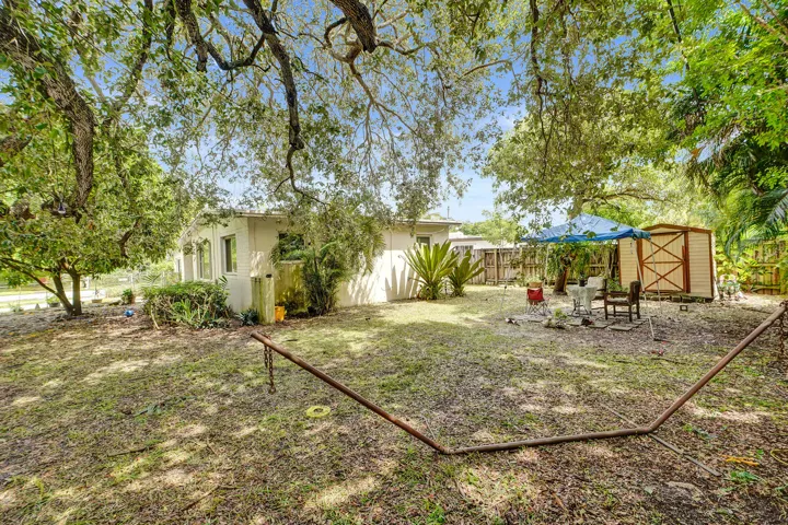 Spacious backyard with shed