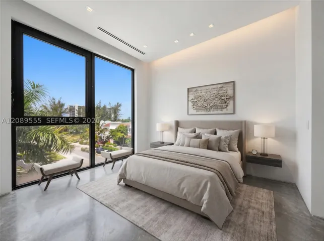 Rendering, virtually staged. Bedroom.