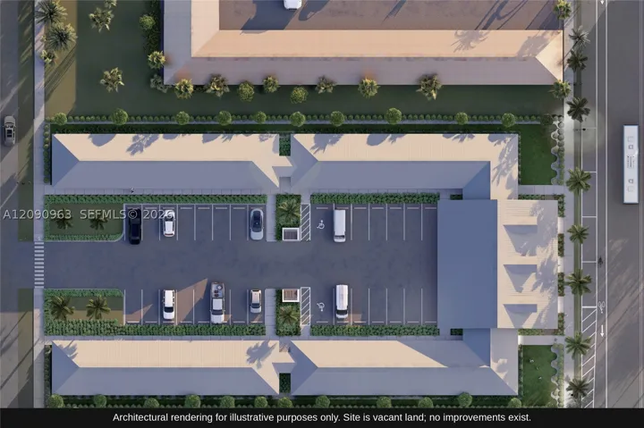 Architectural rendering for illustrative purposes only. Site is vacant land; no improvements exist.