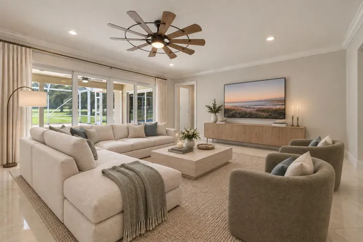 Virtually staged family room