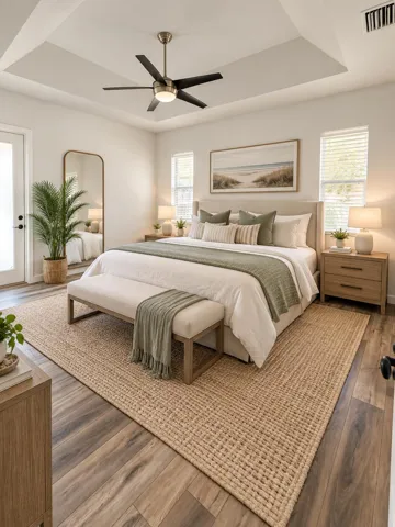 AI staged master bedroom