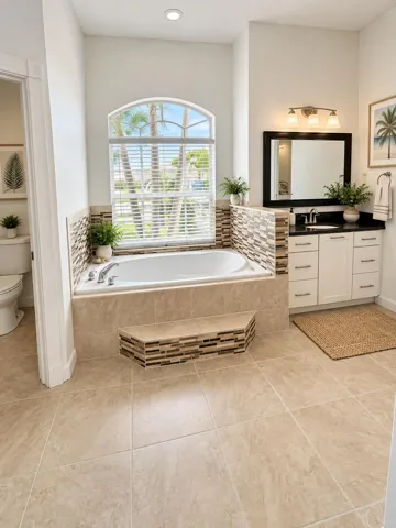 AI staged master bathroom