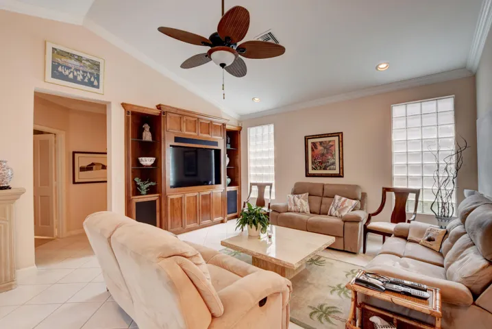 Family room with builtins