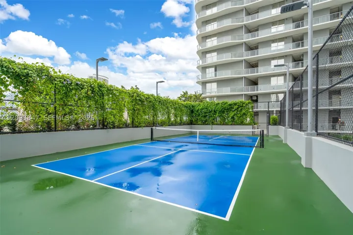 Pickleball court on the private amenity deck at Casa Bella