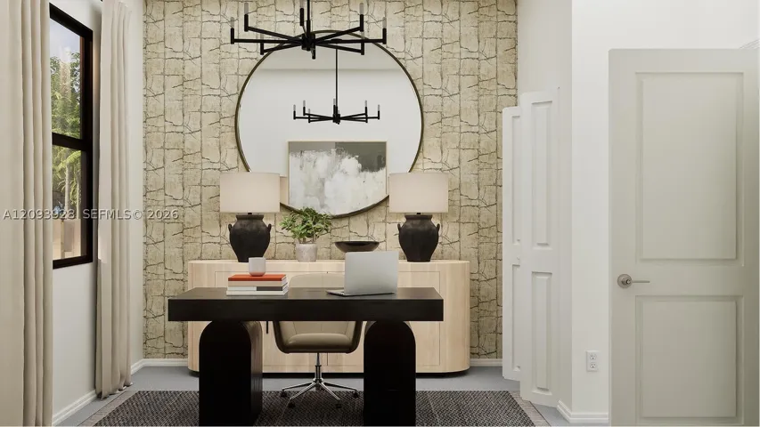 This bedroom offers a flexible location on the first floor, making it perfectly suited for a studio, guest suite or home office, as shown here.