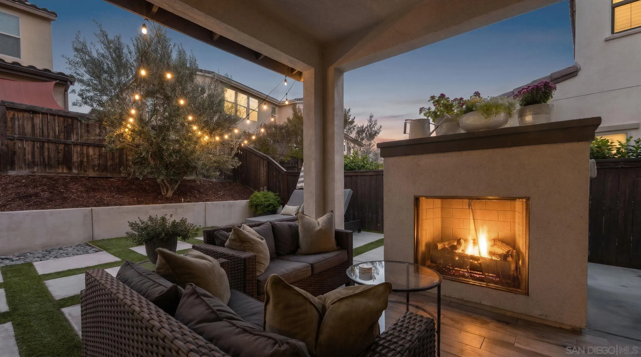Outdoor Family Room Complete With Fireplace