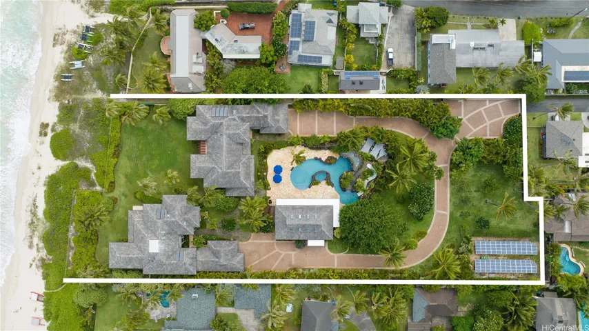 Entire 2.2 Acre Estate from Overhead.  Lines are estimated