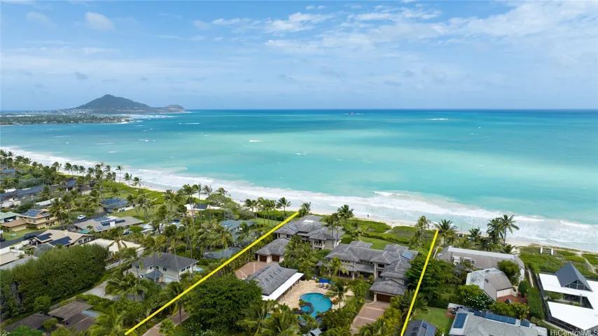 View towards ocean, Lines are approximate