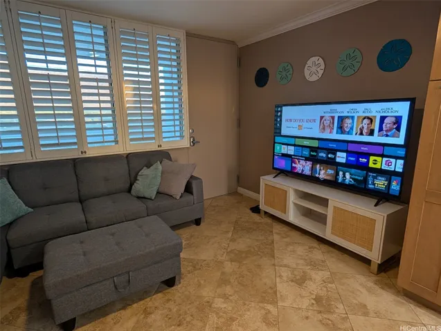 Entrance and living area. enhanced