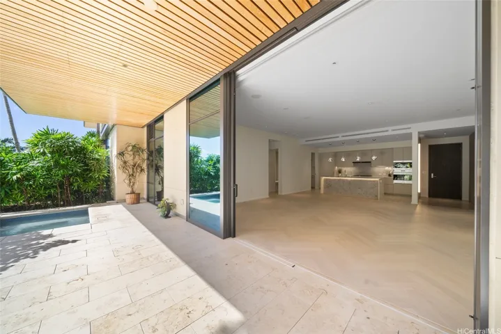 Spacious open living room and lanai