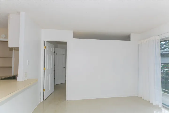 View from entrance hall to den door