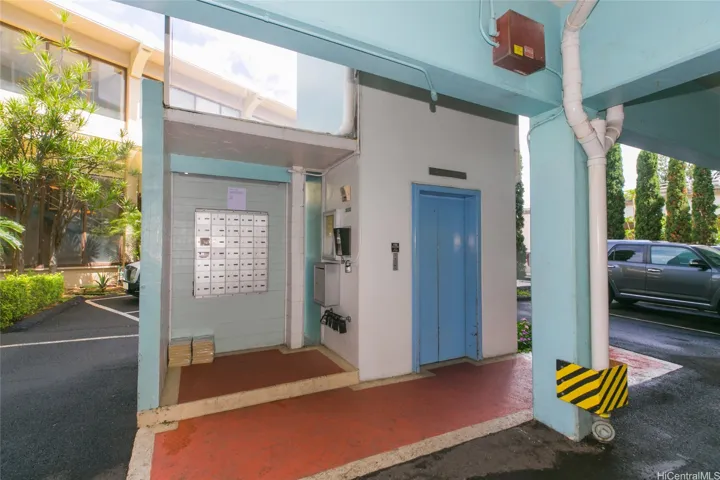 Mail box, bulletin board and secured elevator