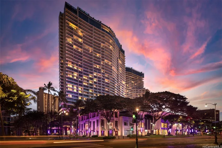 Ritz-Carlton with the view of Luxury Row along Kalakaua Ave.